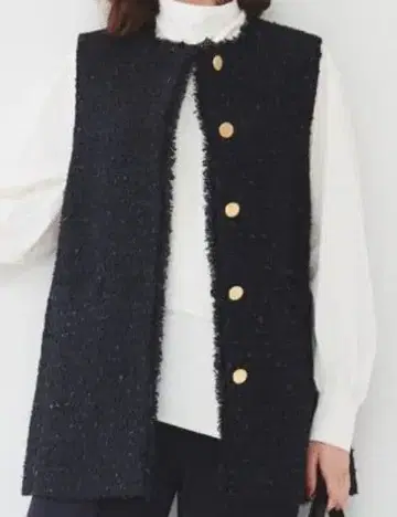새상품급 최근 모델 언타이틀 팬시 트위드 베스트 빅 사이즈 2XL 네이비