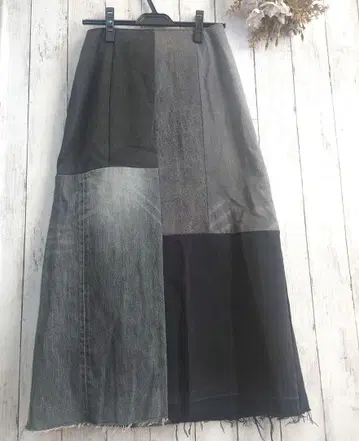 프리다 패치워크 리메이크 데님 롱 스커트