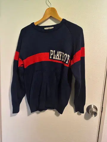 PLAYBOY 니트 스웨터 네이비 플레이보이