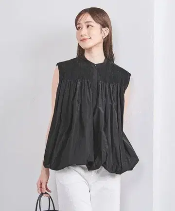 타프타 셔링 플리츠 블라우스 블랙 프리 사이즈 택 포함 새상품