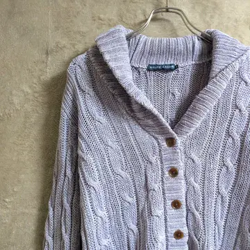 랄프 로렌 케이블 가디건 퍼플 여성용