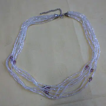 멀티 스트랜드 목걸이 클리어/핑크