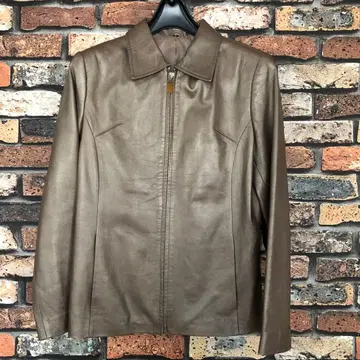 스탠드 칼라 라이트 브론즈 가죽 자켓 M