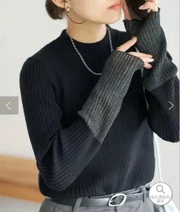 DISCOAT 시어 소매 절개 풀오버 블랙 M