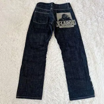 X-LARGE 프린트 데님 청바지 고릴라 로고 인디고 다크 네이비 32