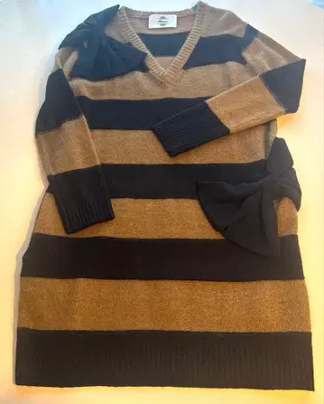 [ 미사용 ] Kaon 리본 포함 긴팔 니트 원피스