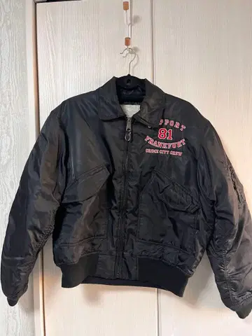 블랙 MA-1 플라이트 자켓 자수 아메카지 구제 의류