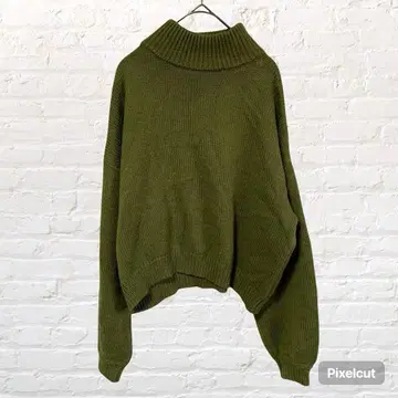 11284 MURUA 무루아 초커 디자인 니트 스웨터 구제 의류 카키