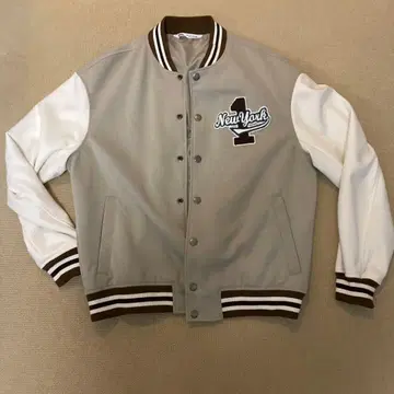 ZAPA 그레이 화이트 바시티 자켓 L