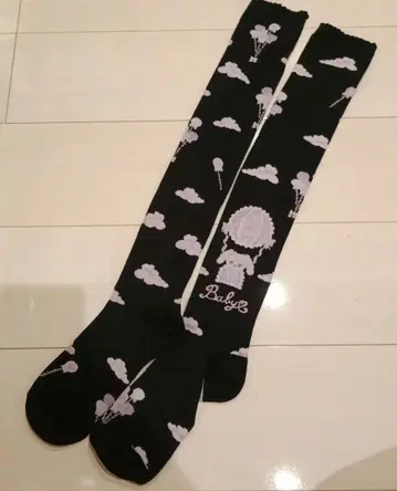 BABY 쿠먀 패턴 니하이 삭스 블랙