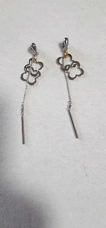 꽃 모양 후프 귀걸이 롱 체인 포함