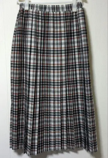 플라스테 체크 무늬 롱 플리츠 스커트