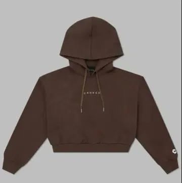 크로노스 CRONOS 하트 로고 숏 후드티 브라운