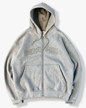 Perushu 속기모 지퍼 후드티 그레이 후디