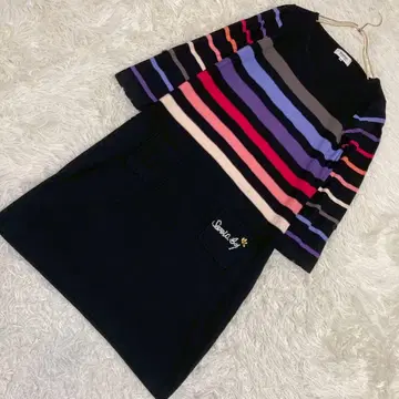 SONIA RYKIEL 보더 니트 원피스 블랙 38 멀티 컬러