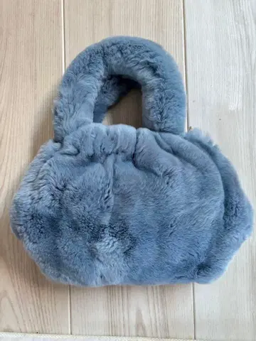 프레스카 긴자 블루 그레이 퍼 핸드백