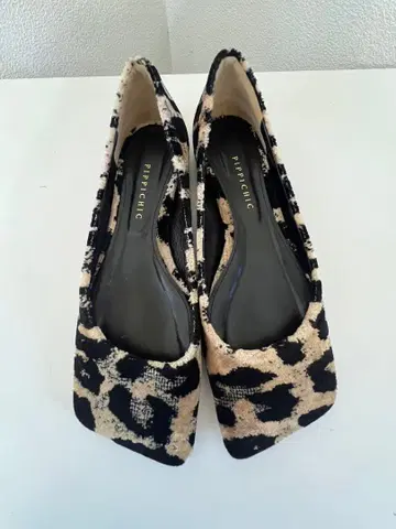 PIPPICHIC 인조 모피 레오파드 플랫슈즈 37