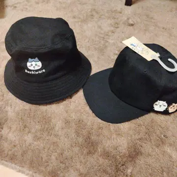 [치이카와] 블랙 버킷햇 & 캡 세트