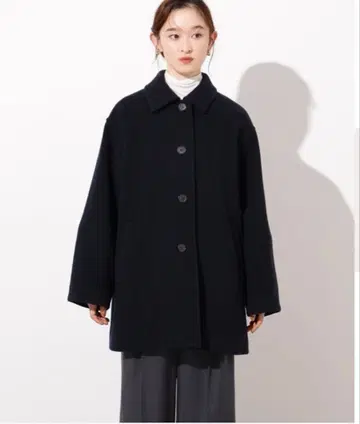 N.natural beauty basic 스탠 칼라 미디 코트