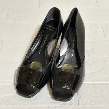[새상품급] with width 펌프스 블랙 22.5cm EEE 오픈토
