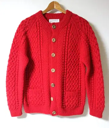 인버아란 4A 옷깃 없는 가디건 100% 울 브라운 택 영국제