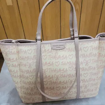 Samantha Thavasa 토트백 핑크 베이지 (밤 패턴)