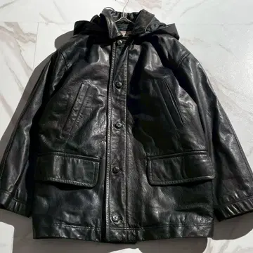 BARACUTA 2Way Leather Hooded Coat BLK XL