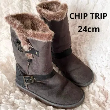 [ CHIP TRIP ] 페이크 스웨이드 보아 롱 부츠 무스탕 24cm