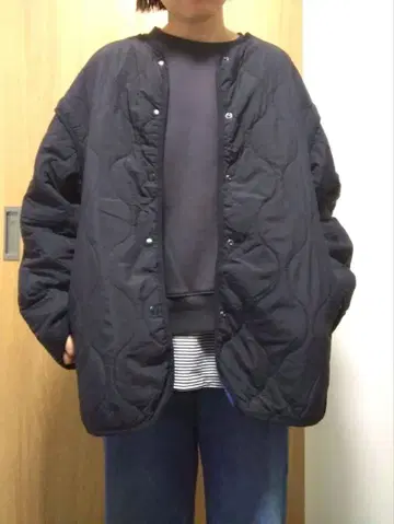 오버 사이즈 2way 퀼팅 자켓 블랙