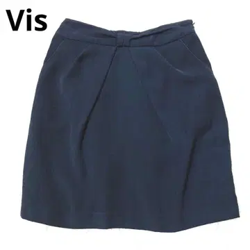 비스 미니 스커트 아름다운 실루엣 네이비 리본 턱 깔끔한