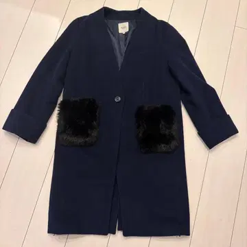 BEAMS 노카라 코트 퍼 포함 S 빔즈 다크 네이비