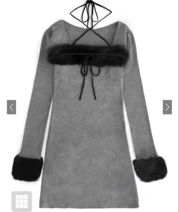 GRL 그레일 퍼 홀터넥 리본 니트 원피스[ru1388]