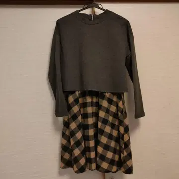 [ 새상품급 ] alicia PAGEBOY 그레이 긴팔 체크 무늬 원피스