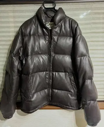 Schott 다크 브라운 가죽 다운 자켓