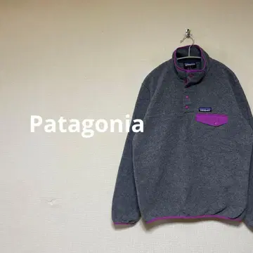 레어 배색 Patagonia 스냅T 플리스 자켓 그레이 핑크