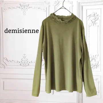 [데미젠느] 컷앤소 긴팔 티셔츠 [M~L] 그린 하이넥 신축