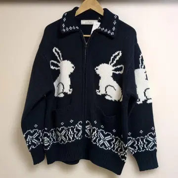 GU rokh 네이비 풀 집업 니트 자켓 가디건 토끼 L