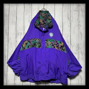 [ 올 패턴 블루종 나일론 자켓 ] XL 상당 80s 90s 퍼플 계열