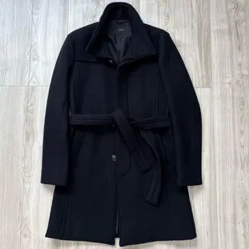 [ 새상품급 ] AKM 멜톤 스탠드 카라 허리 로프 코트 블랙 M