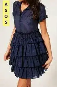 아소스 원피스 ASOS 아소스 네이비 프릴 네이비 반팔