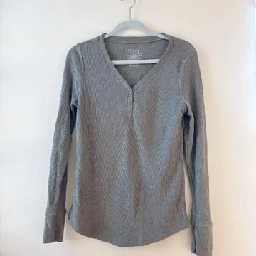 그레이 V넥 긴팔 상의