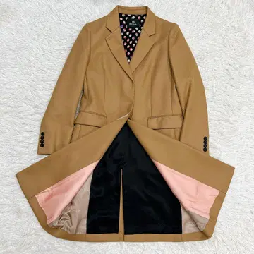 새상품급 L 사이즈 폴스미스 롱 코트 카멜 롱 기장 안감 꽃무늬 도트