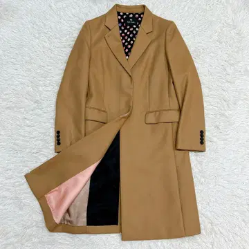 새상품급 L 사이즈 폴스미스 롱 코트 카멜 롱 기장 안감 꽃무늬 도트