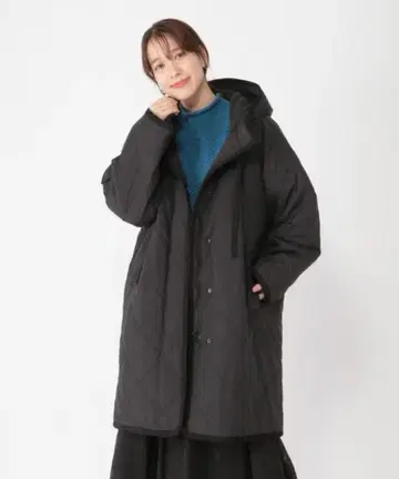 발수 가공 머신 워셔블 퀼팅 후드 롱 코트 스튜디오 클립