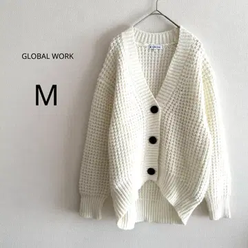 [ GLOBAL WORK ] 니트 가디건 화이트 M 루즈핏 긴팔