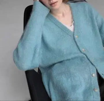 AURALEE 모헤어 블루그린 가디건 사이즈 1