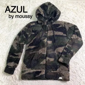 AZUL by moussy 카모플라쥬 패턴 풀 집업 보아 자켓