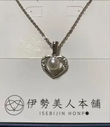 이세 비진 본점 하트형 펄 목걸이 실버 컬러