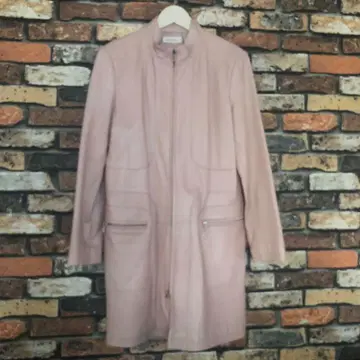 Fee de Soin 도쿄 소와르 스모크 핑크 가죽 롱 코트 11R