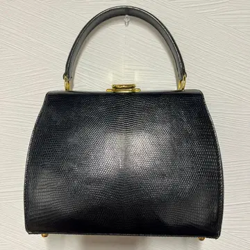 블랙 가죽 핸드백 크로커다일 패턴